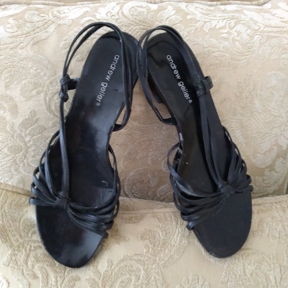 Andrew Geller Shoes - Andrew Geller, Black Sandals, size - 8 M